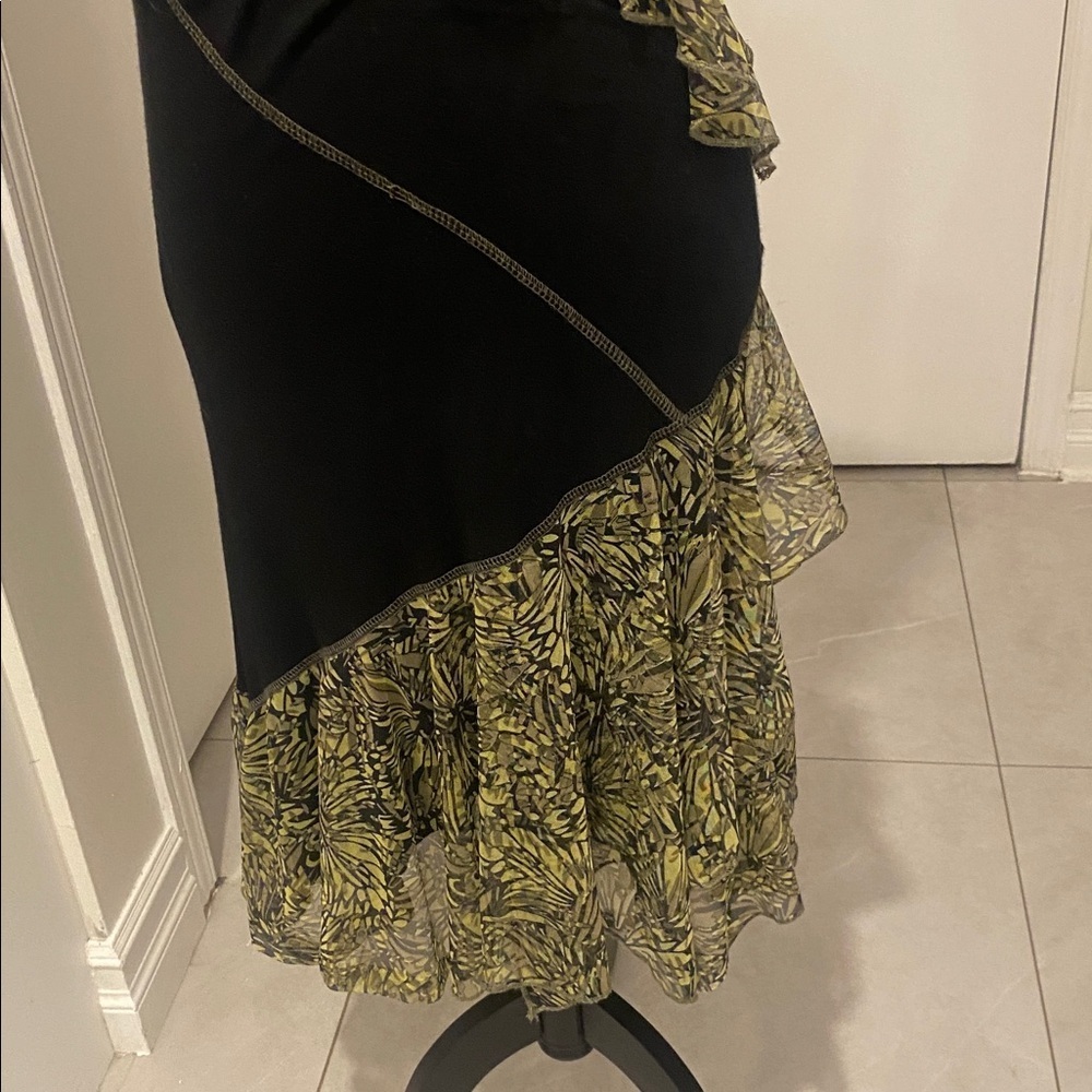 TANGO MANGO Summer sleeveless Black & Green Ruffle Dress Size Medium - Picture 4 of 16